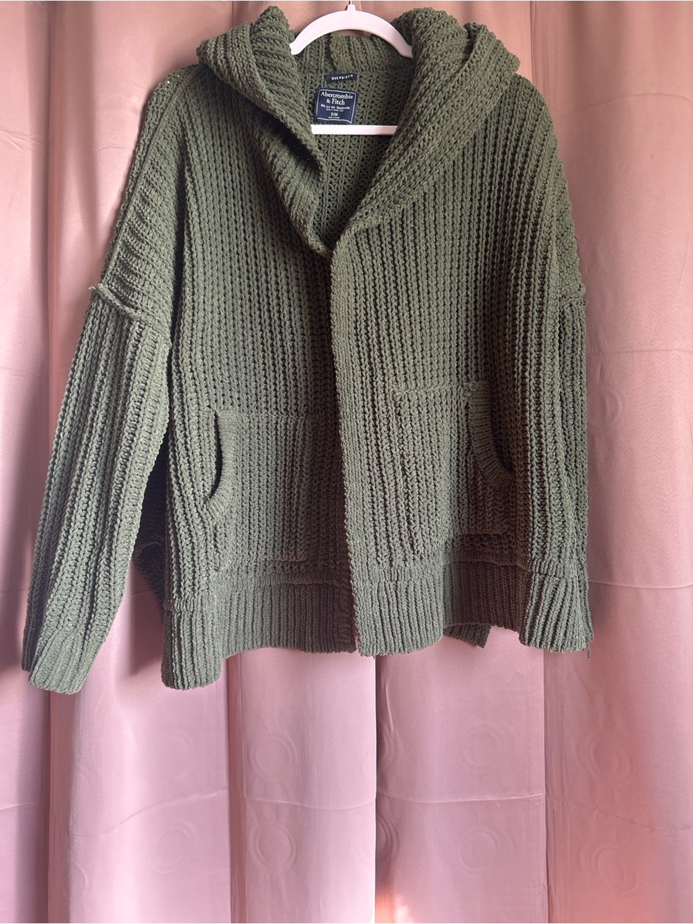 Abercrombie & Fitch Olive Knit Hooded Cardigan